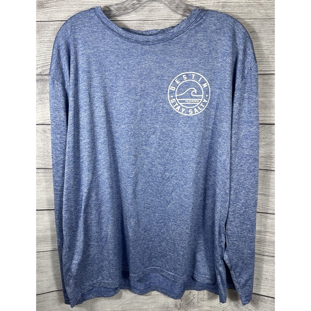 Spicy Tuna Destin, Florida Stay Salty Long Sleeve Blue Performance Shirt Size L